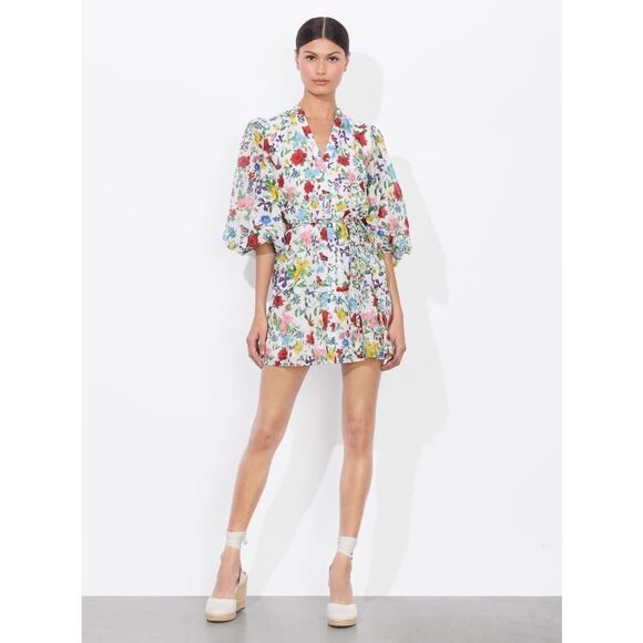 Alice + Olivia Women's Multicolor Antonette Floral Mini Dress Size 4 NWOT - Picture 2 of 11